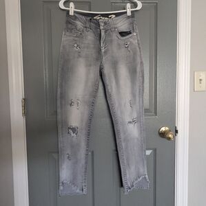 Seven brand charcoal distressed jeans, size 4, skinny